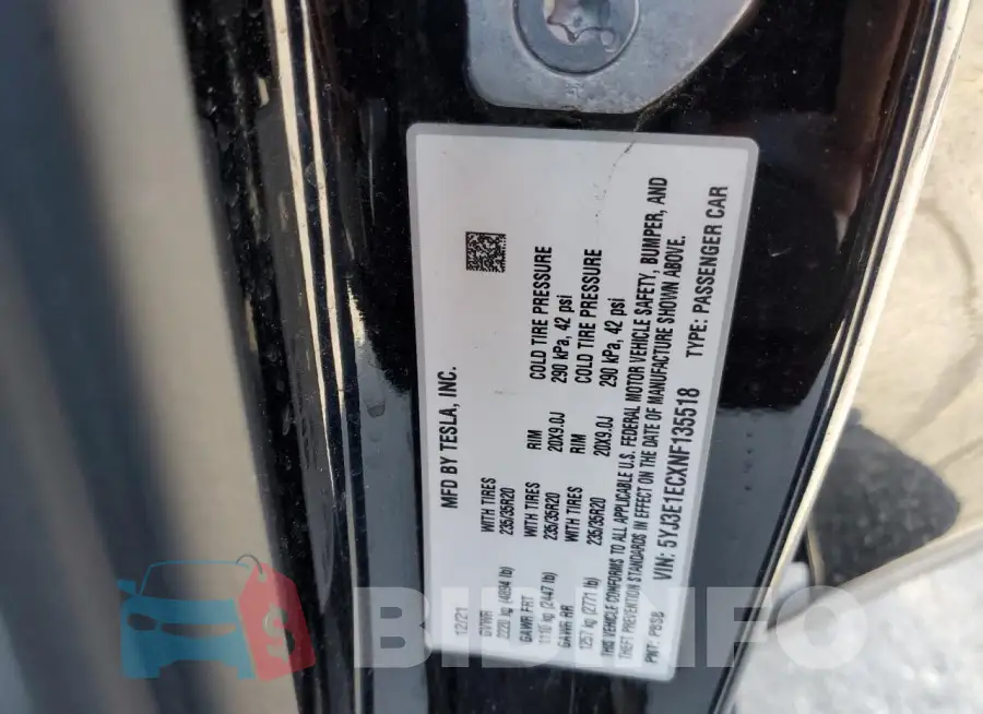 5YJ3E1ECXNF135518 Photo# 13