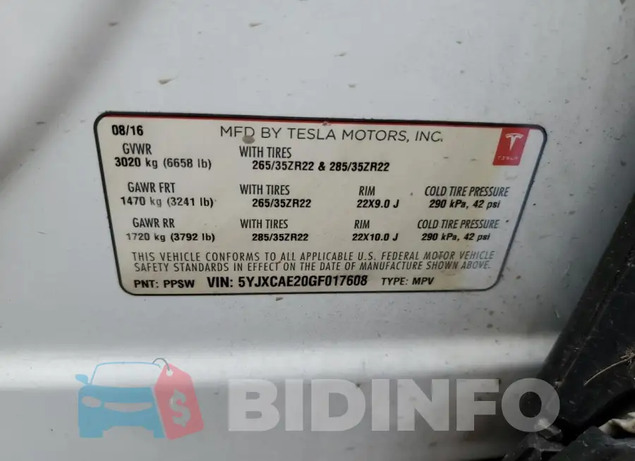 5YJXCAE20GF017608 Photo# 12