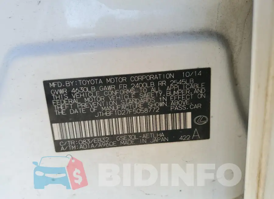 JTHBF1D27F5058772 Photo# 12