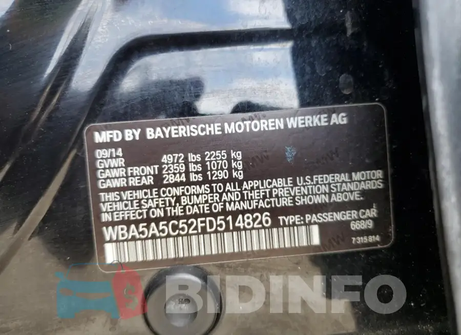 WBA5A5C52FD514826 Photo# 12