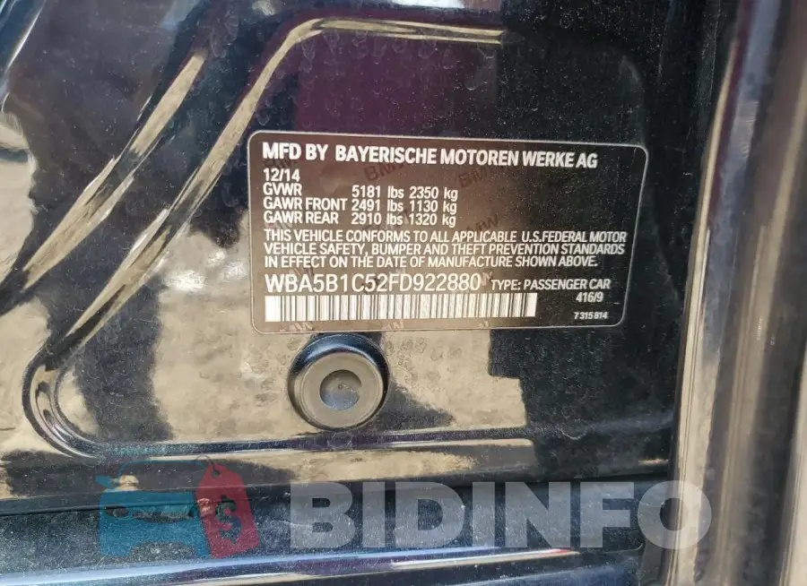 WBA5B1C52FD922880 Photo# 13