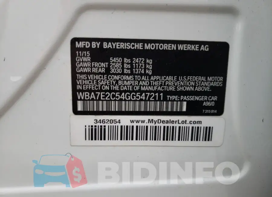 WBA7E2C54GG547211 Photo# 12 WBA7E2C54GG547211 Photo# 12