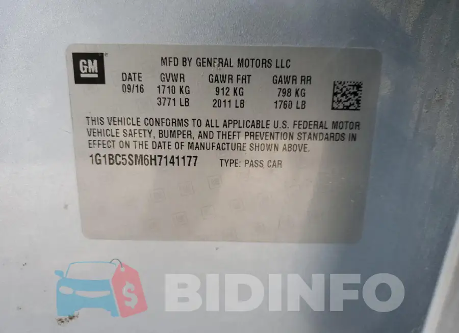 1G1BC5SM6H7141177 Photo# 12