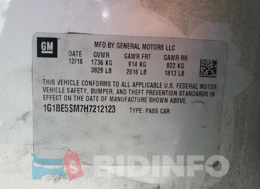 1G1BE5SM7H7212123 Photo# 12