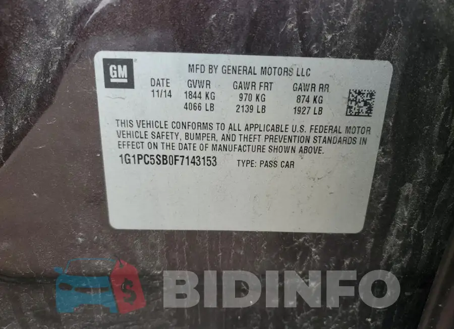 1G1PC5SB0F7143153 Photo# 12