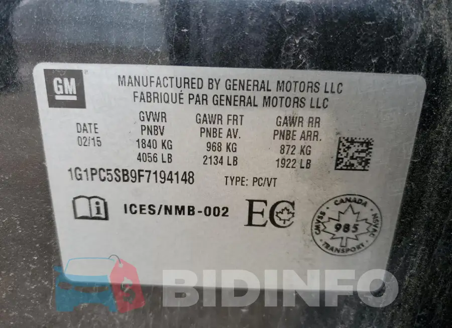 1G1PC5SB9F7194148 Photo# 11