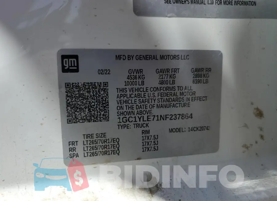 1GC1YLE71NF237864 Photo# 12