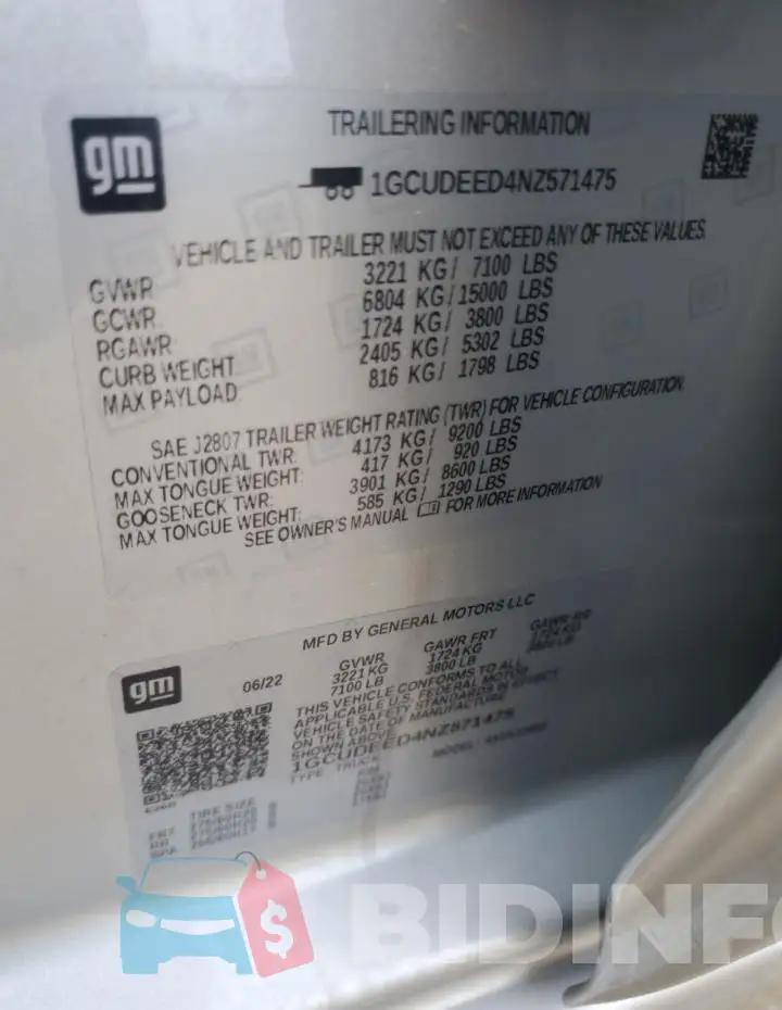 1GCUDEED4NZ571475 Photo# 12