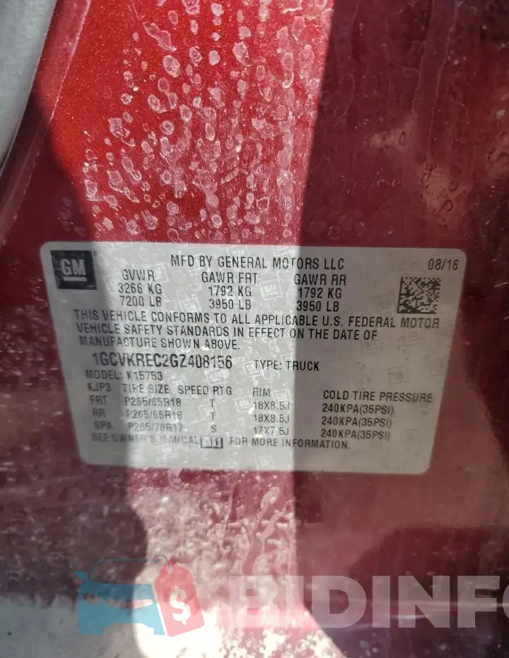 1GCVKREC2GZ408156 Photo# 12