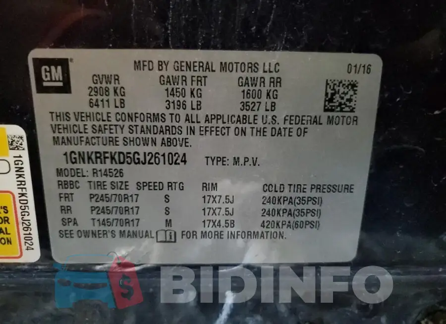 1GNKRFKD5GJ261024 Photo# 14