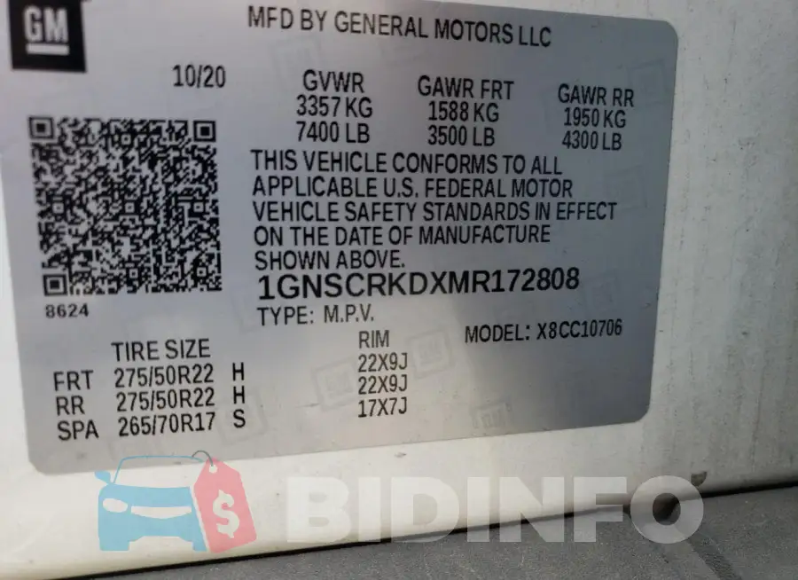 1GNSCRKDXMR172808 Photo# 14
