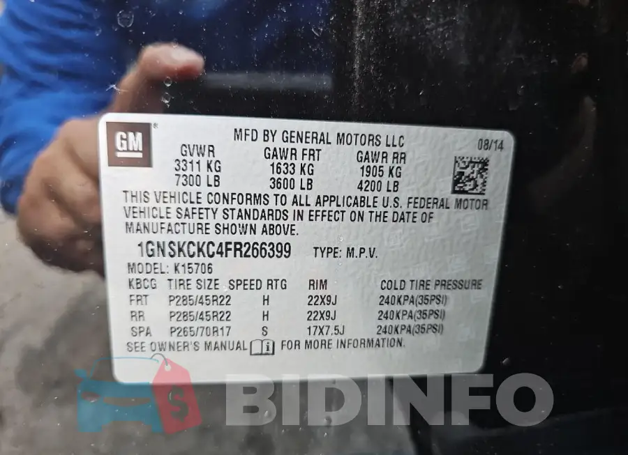1GNSKCKC4FR266399 Photo# 10