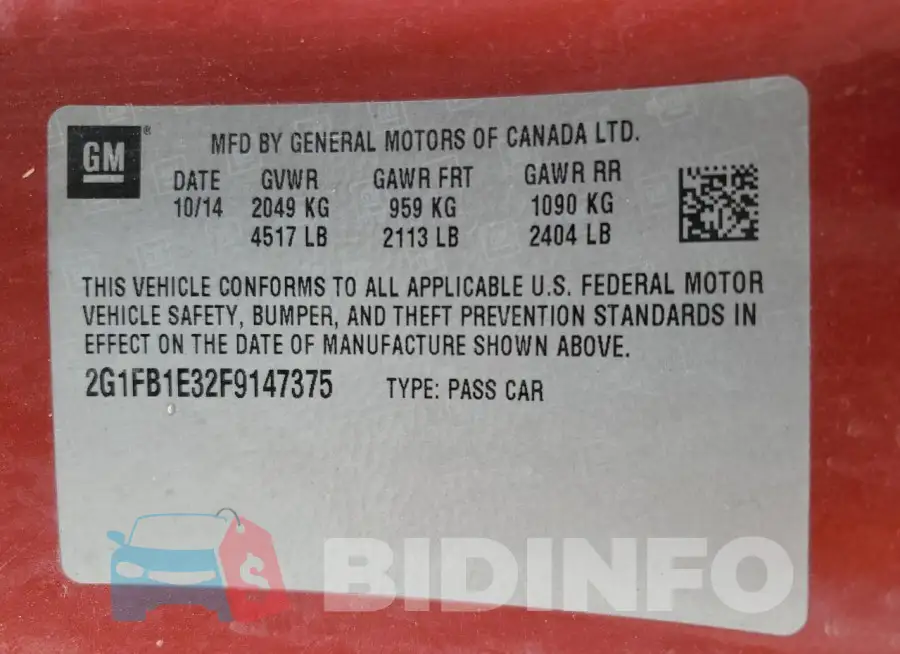 2G1FB1E32F9147375 Photo# 12