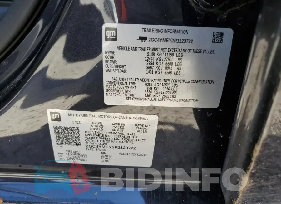 2GC4YMEY2R1123722 Photo# 12
