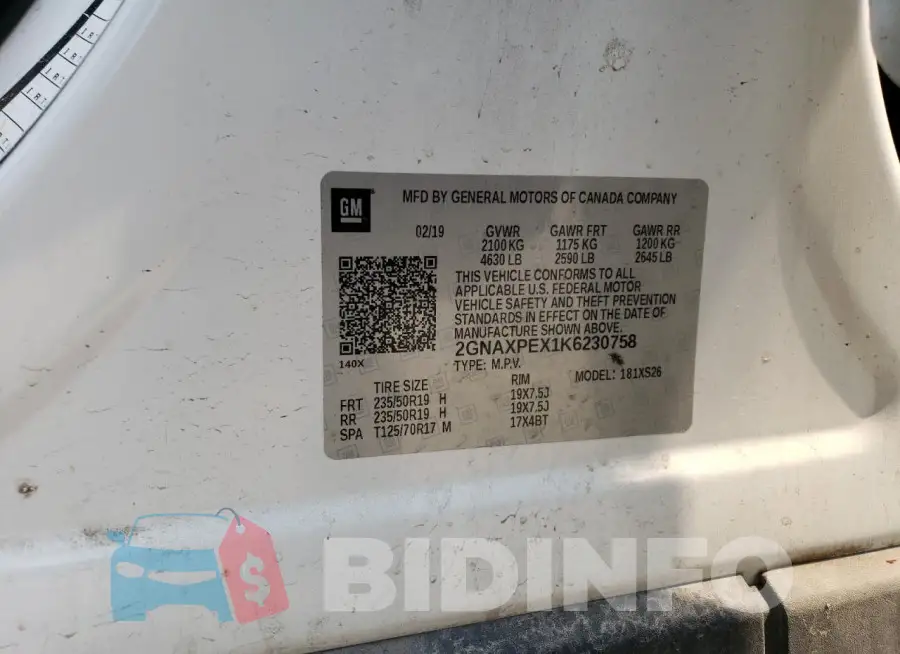 2GNAXPEX1K6230758 Photo# 13