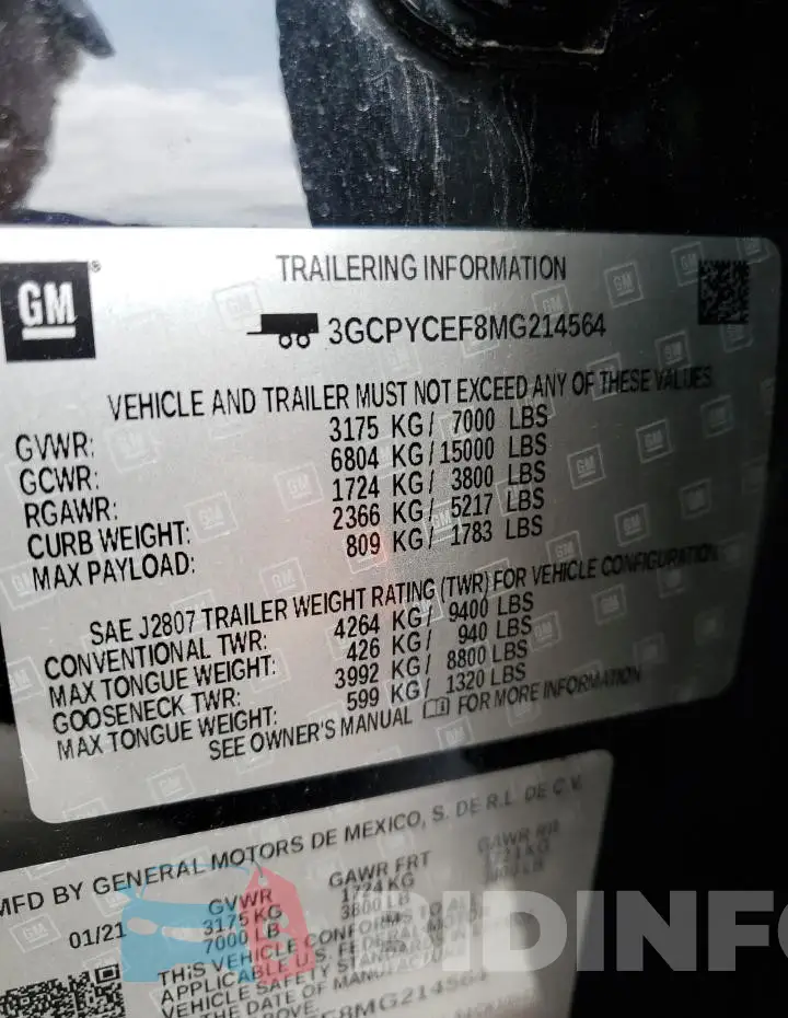 3GCPYCEF8MG214564 Photo# 12