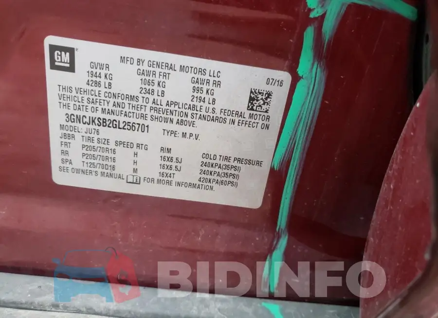 3GNCJKSB2GL256701 Photo# 13