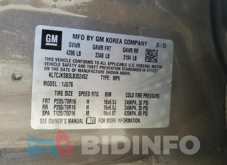 KL7CJKSB3LB352452 Photo# 12