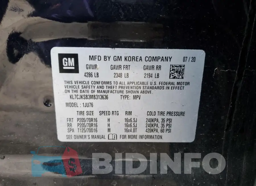 KL7CJKSB3MB313636 Photo# 13