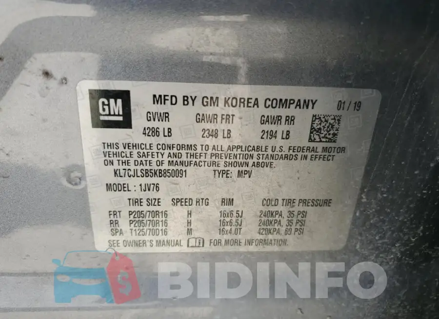 KL7CJLSB5KB850091 Photo# 12
