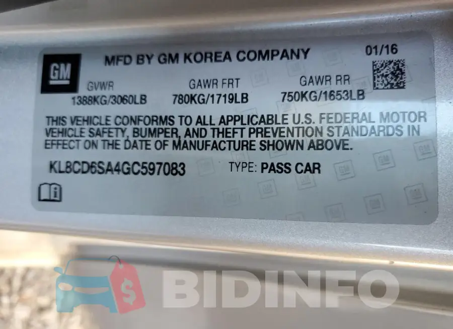KL8CD6SA4GC597083 Photo# 12