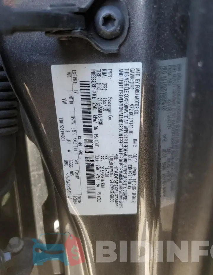 1FADP3F2XFL373499 Photo# 12