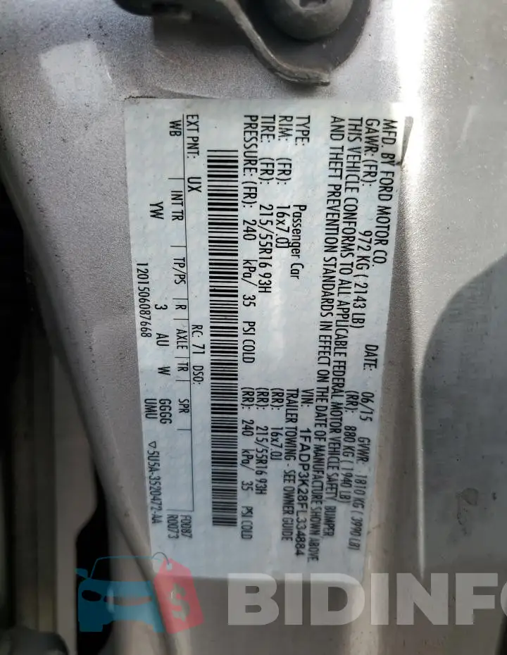 1FADP3K28FL334884 Photo# 12
