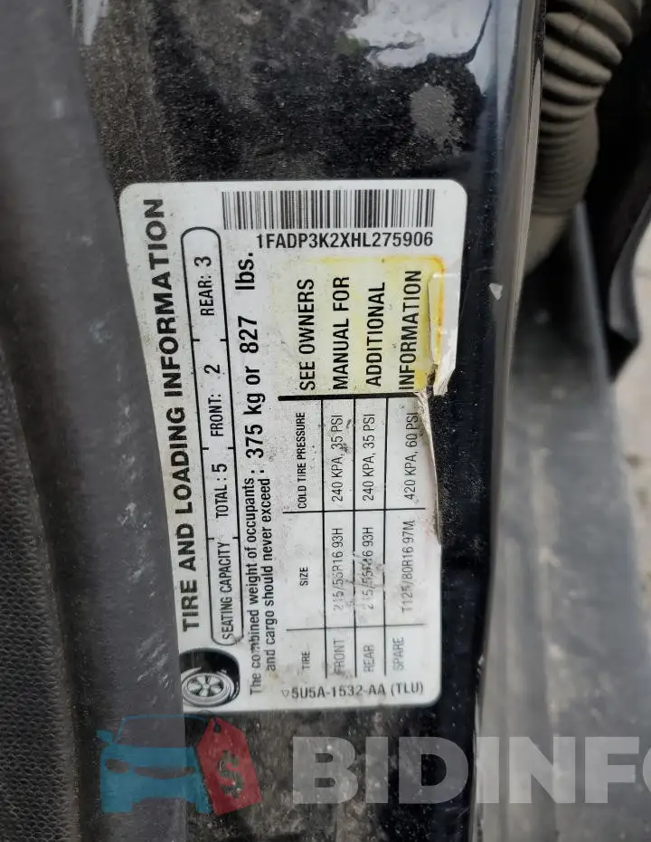 1FADP3K2XHL275906 Photo# 12