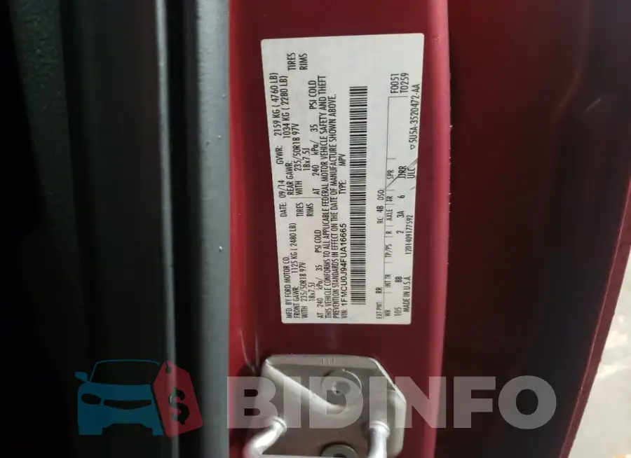 1FMCU0J94FUA16665 Photo# 13