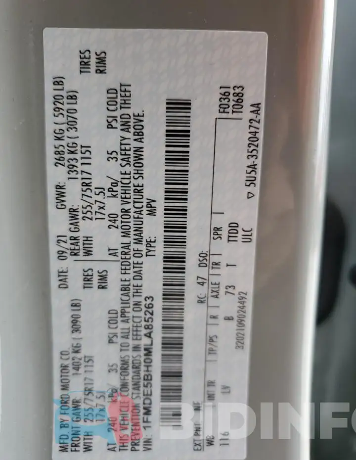1FMDE5BH0MLA85263 Photo# 14