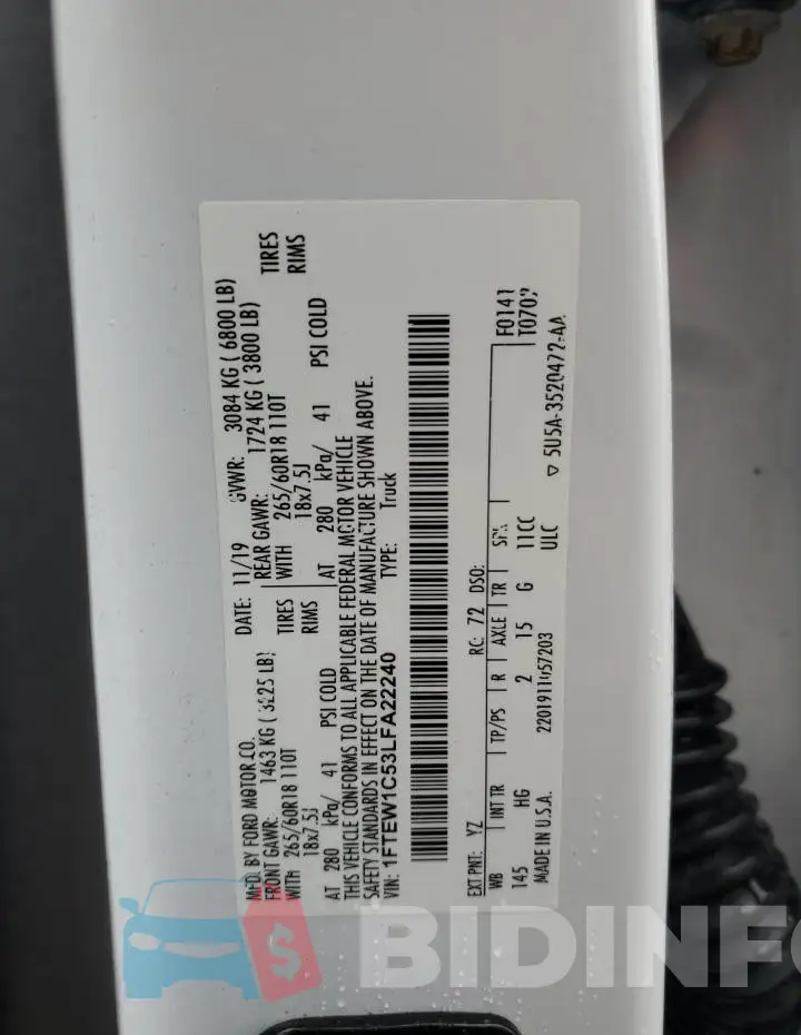 1FTEW1C53LFA22240 Photo# 12