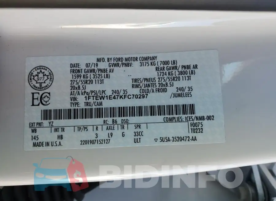 1FTEW1E47KFC70297 Photo# 12