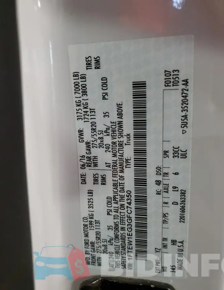 1FTEW1EG3GFC74350 Photo# 12