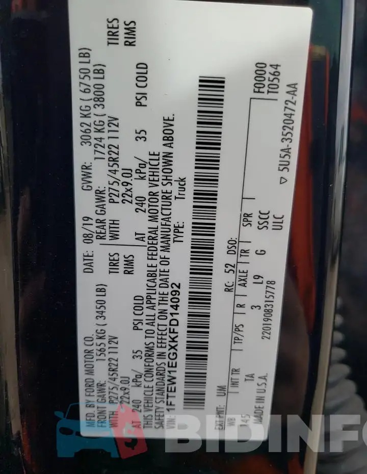 1FTEW1EGXKFD14092 Photo# 12