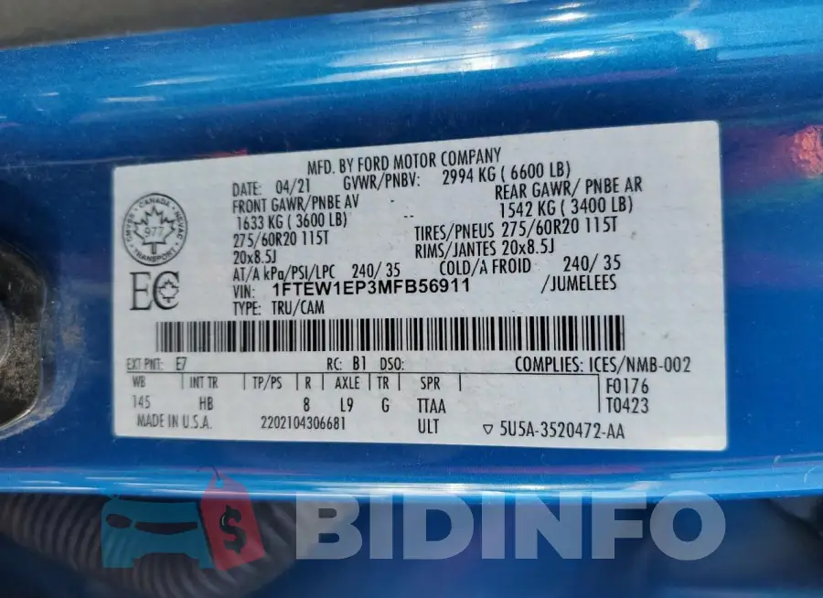 1FTEW1EP3MFB56911 Photo# 12