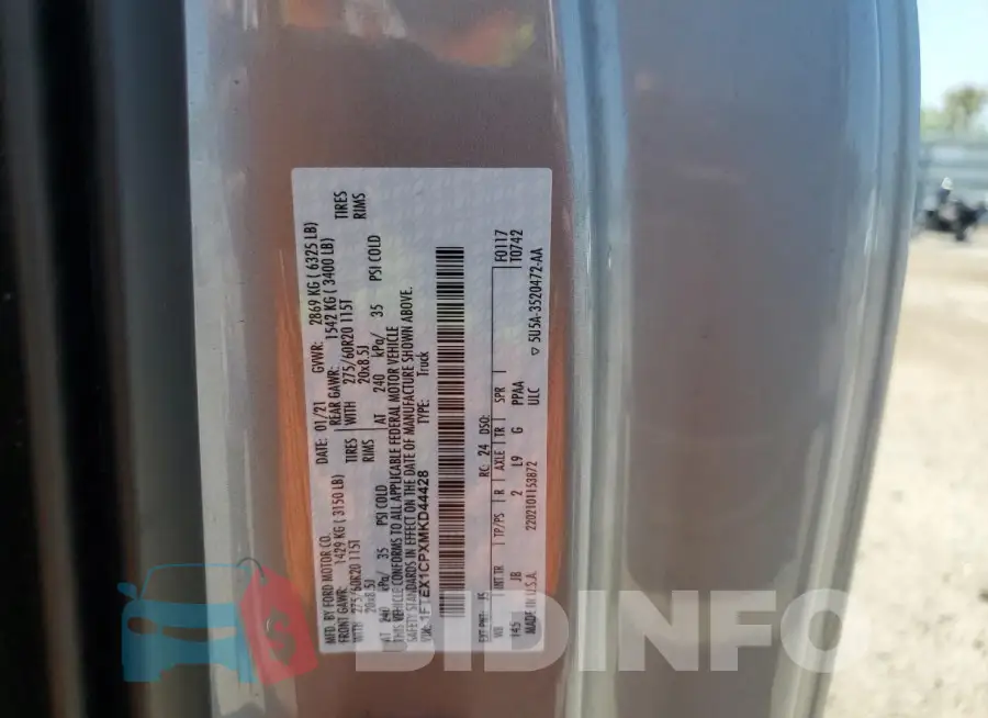 1FTEX1CPXMKD44428 Photo# 12