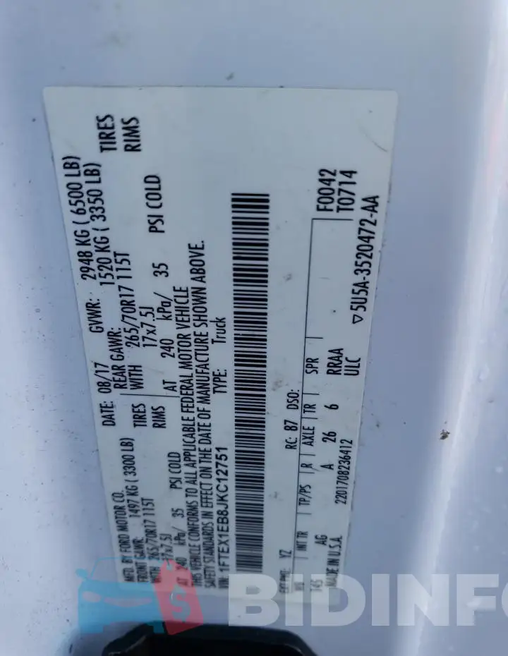 1FTEX1EB8JKC12751 Photo# 13