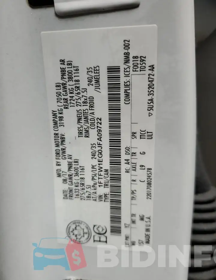 1FTFW1EG0JFA09722 Photo# 12
