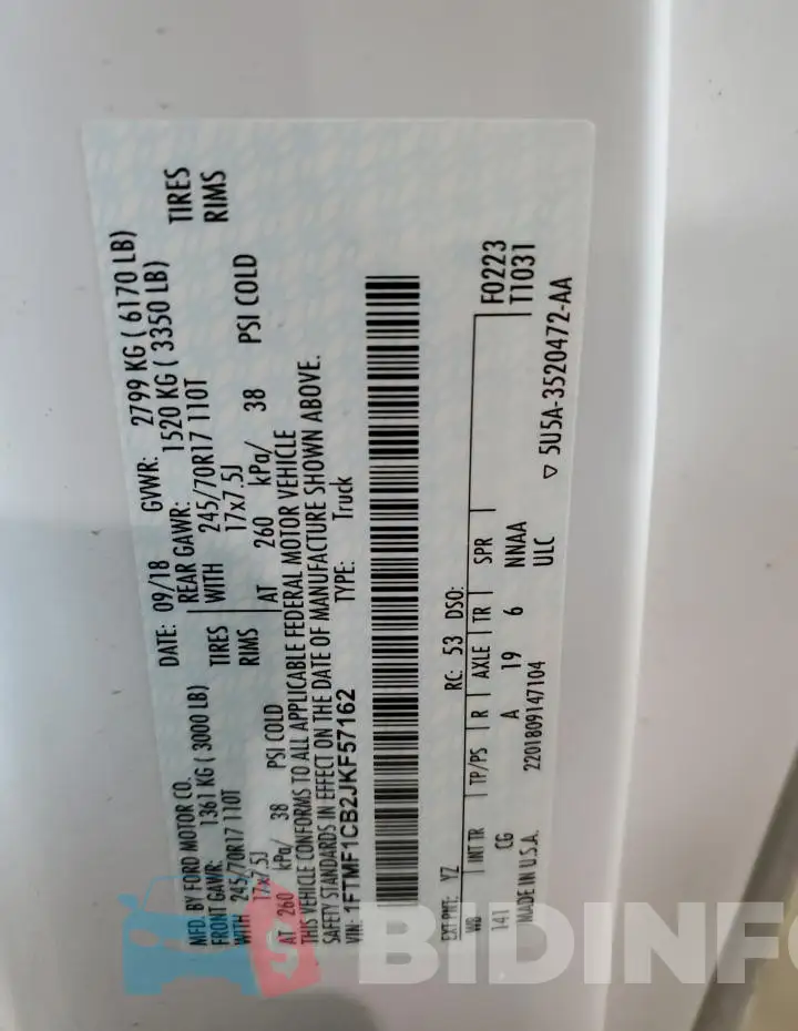 1FTMF1CB2JKF57162 Photo# 12