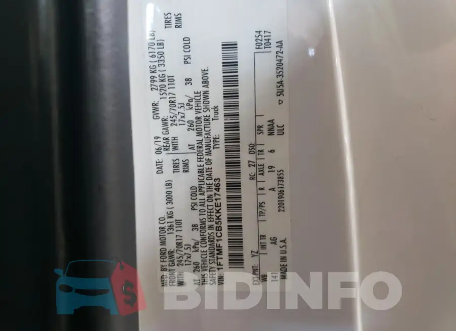 1FTMF1CB5KKE17463 Photo# 12
