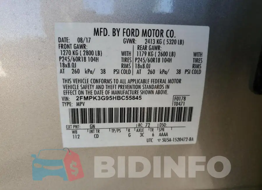 2FMPK3G95HBC55845 Photo# 13