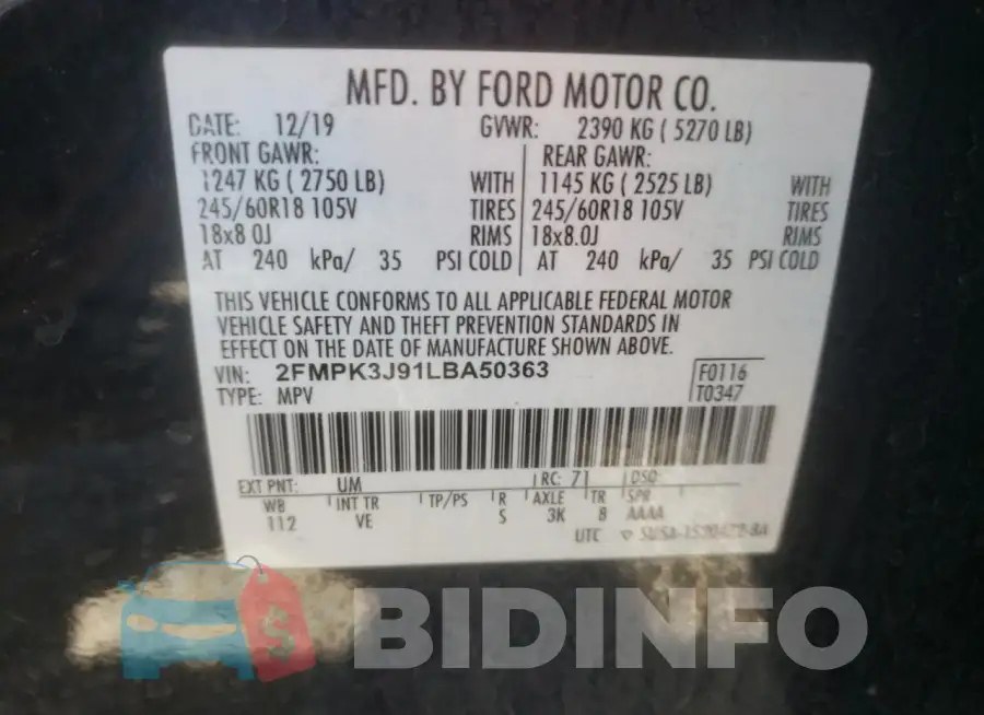 2FMPK3J91LBA50363 Photo# 13