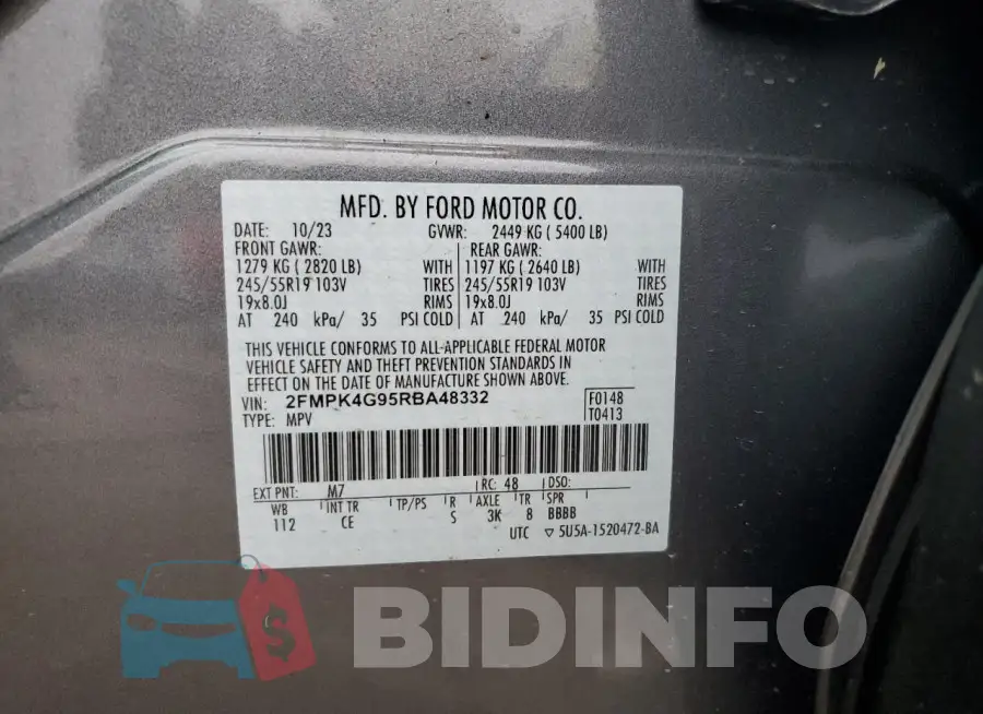 2FMPK4G95RBA48332 Photo# 12