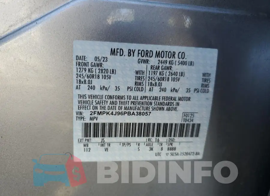 2FMPK4J96PBA38057 Photo# 12