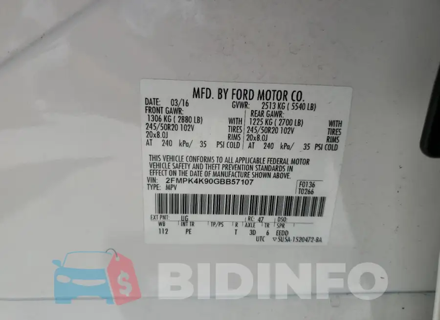 2FMPK4K90GBB57107 Photo# 14