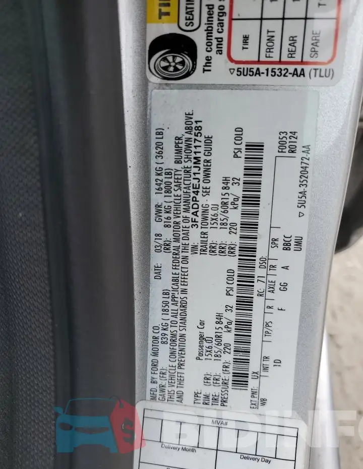 3FADP4EJ1JM117581 Photo# 13