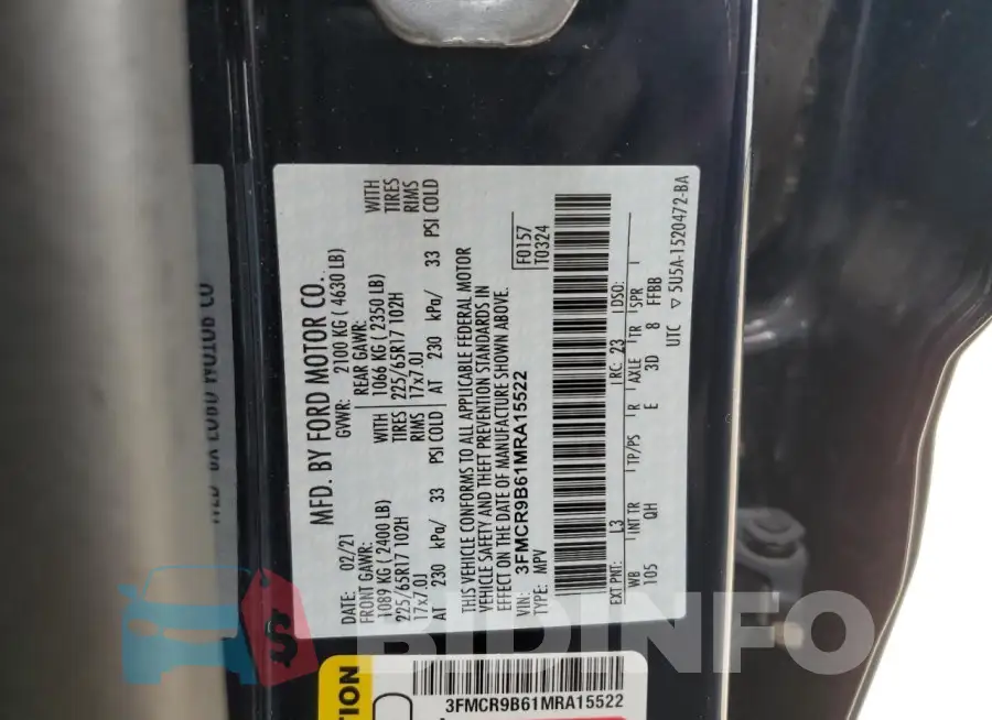 3FMCR9B61MRA15522 Photo# 13