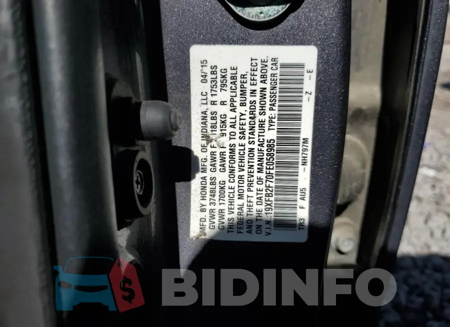 19XFB2F70FE058985 Photo# 12