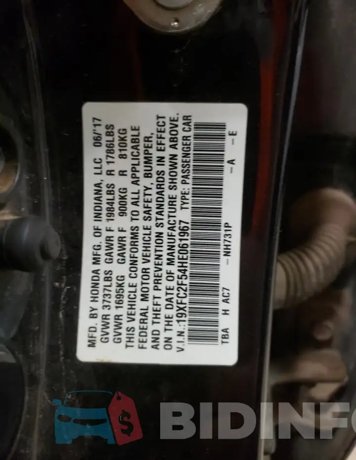 19XFC2F54HE061967 Photo# 12