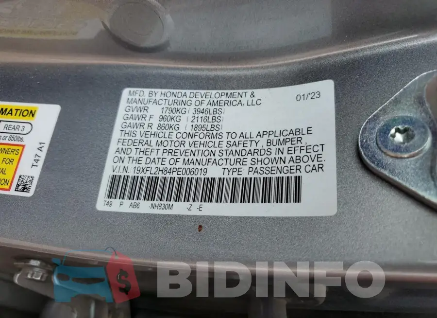 19XFL2H84PE006019 Photo# 12